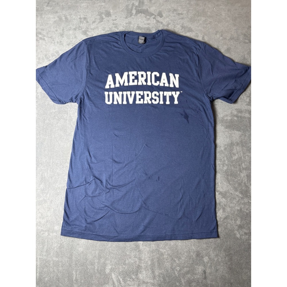 Softstyle American University T-Shirt Mens Medium Navy Blue Cotton Tee